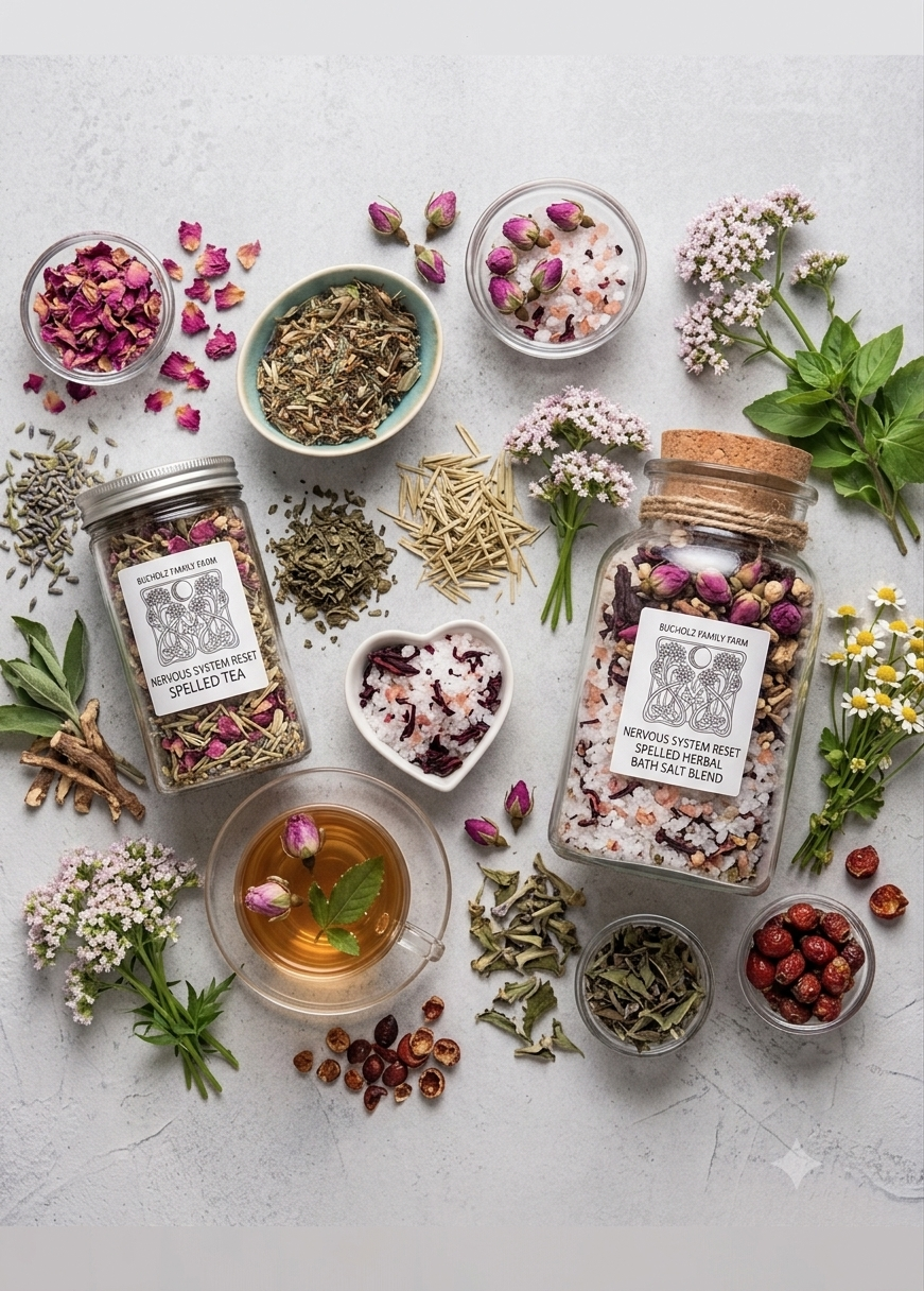 Nervous System Reset Spelled Herbal Bath Salt Blend