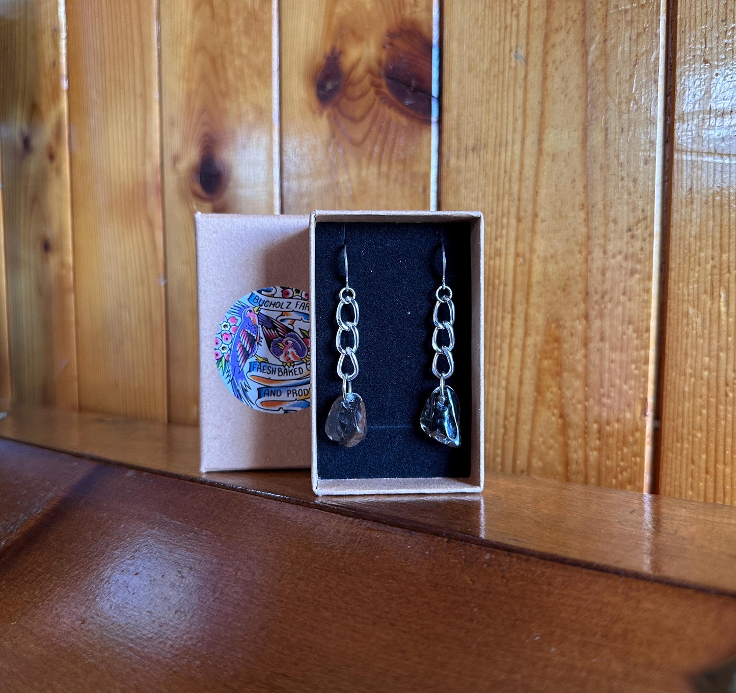Smoky Quartz Chained Earrings