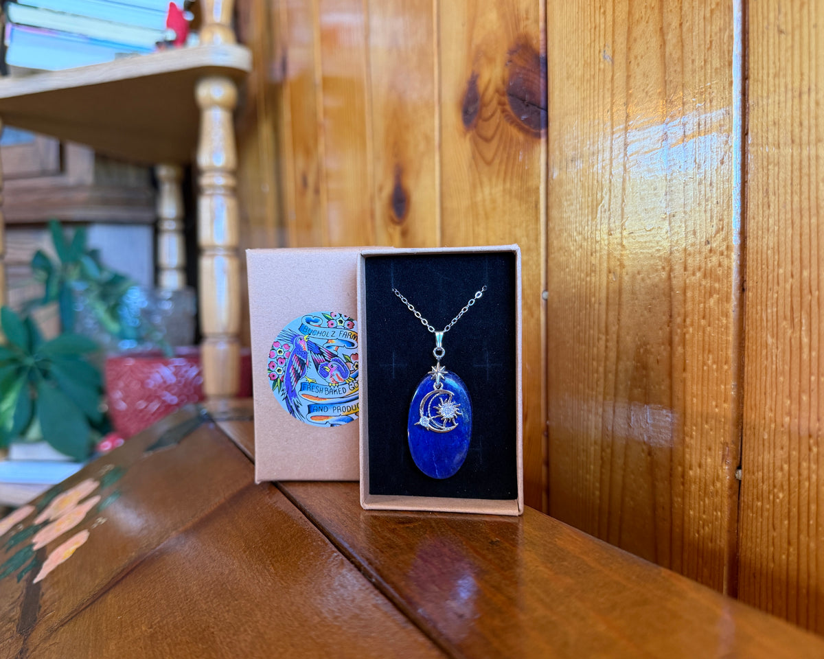 Lapis Lazuli with Star & Crescent Moon Necklace