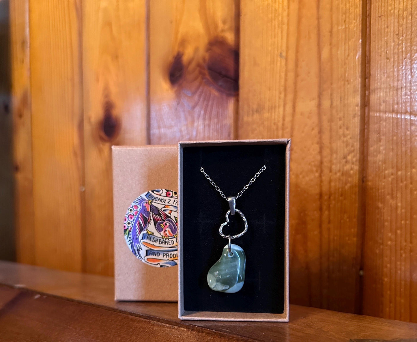 Light Green Nephrite Jade & Heart Necklace