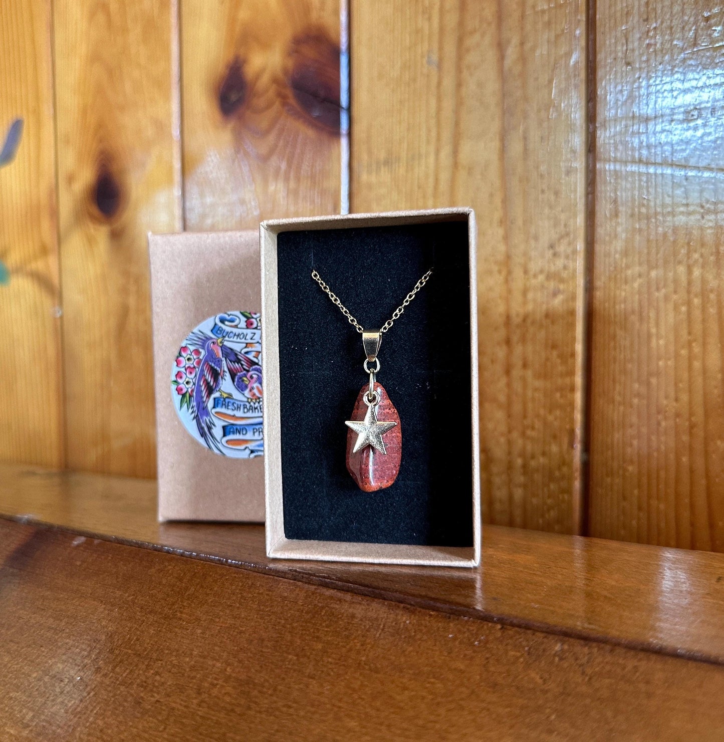 Red Jasper Golden Star Necklace