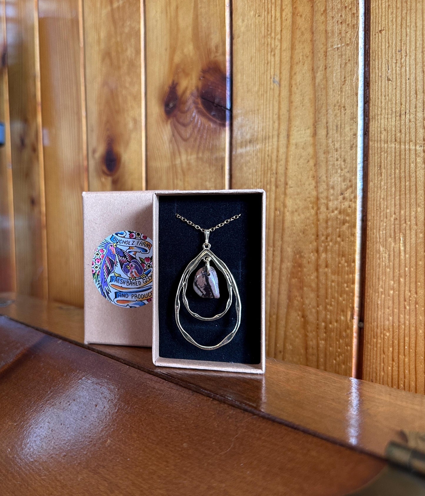 Nguni (Zebra) Jasper Double Teardrop Necklace