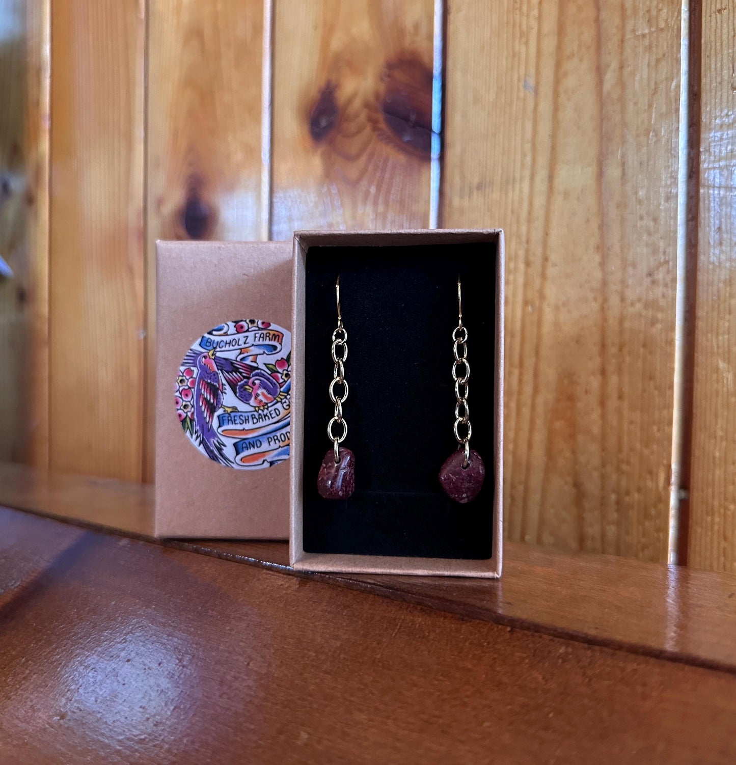 Red Wine Quartz Chained Lightweight Earrings