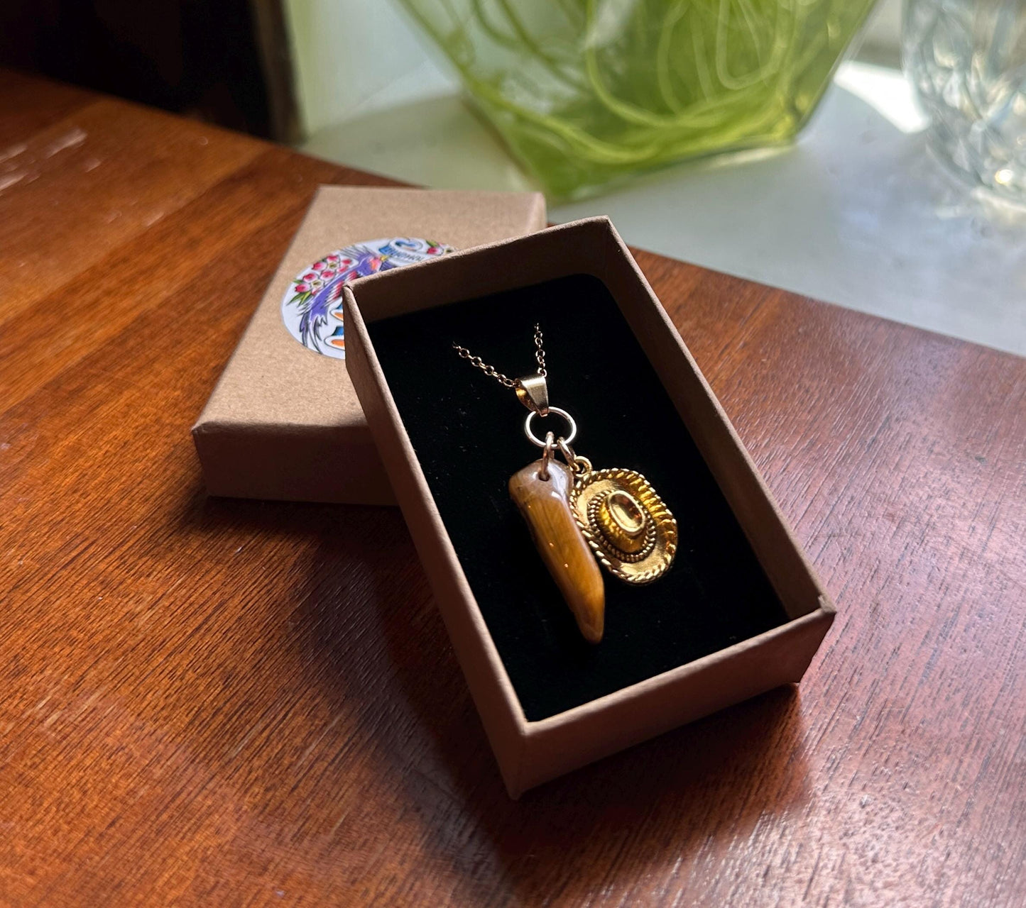 Tigers Eye Cowboy Hat Necklace