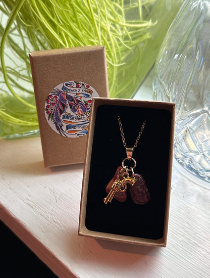 Red Jasper, Revolver & Almadine Garnet Necklace