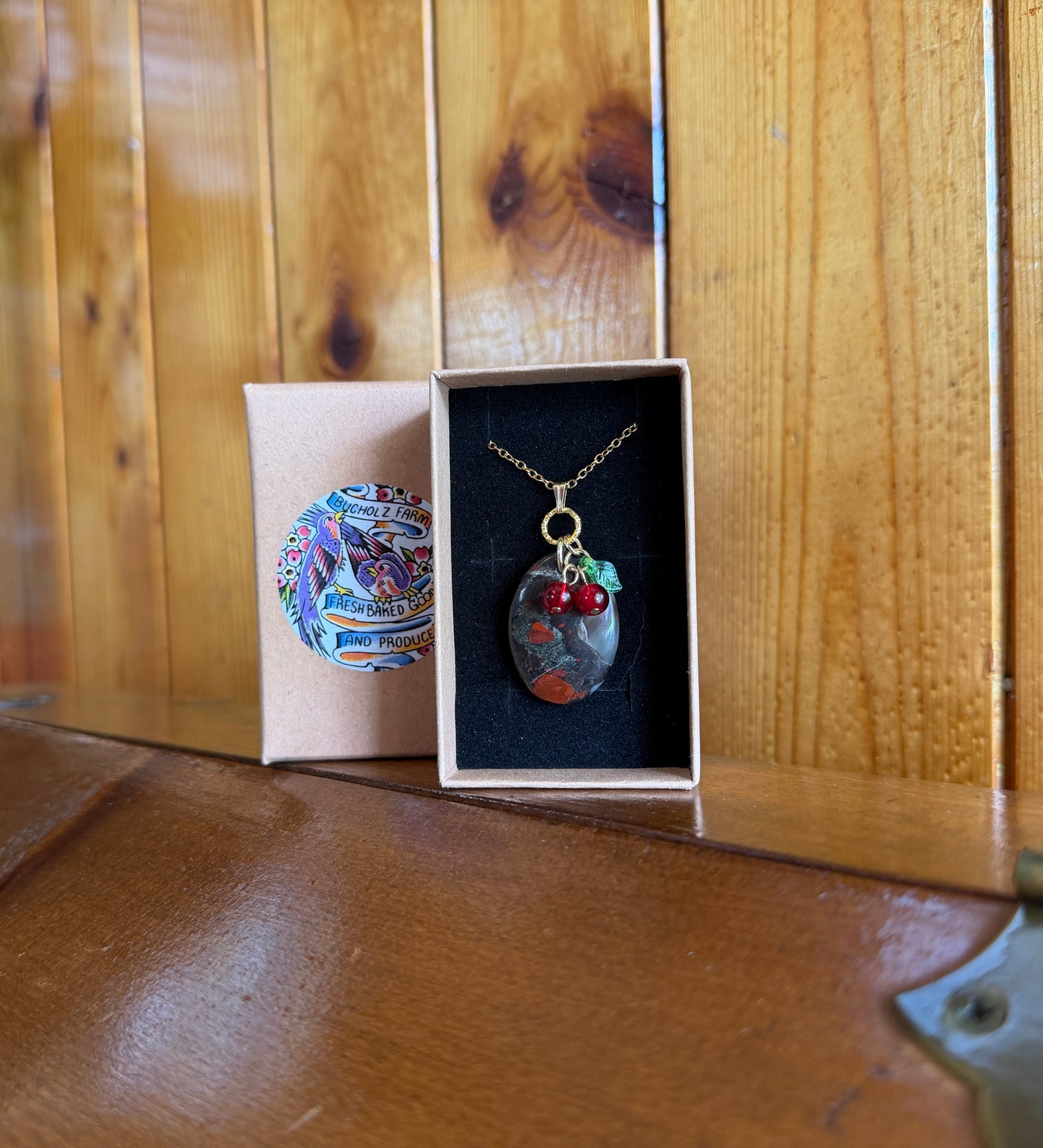 Bloodstone & Cherries Necklace