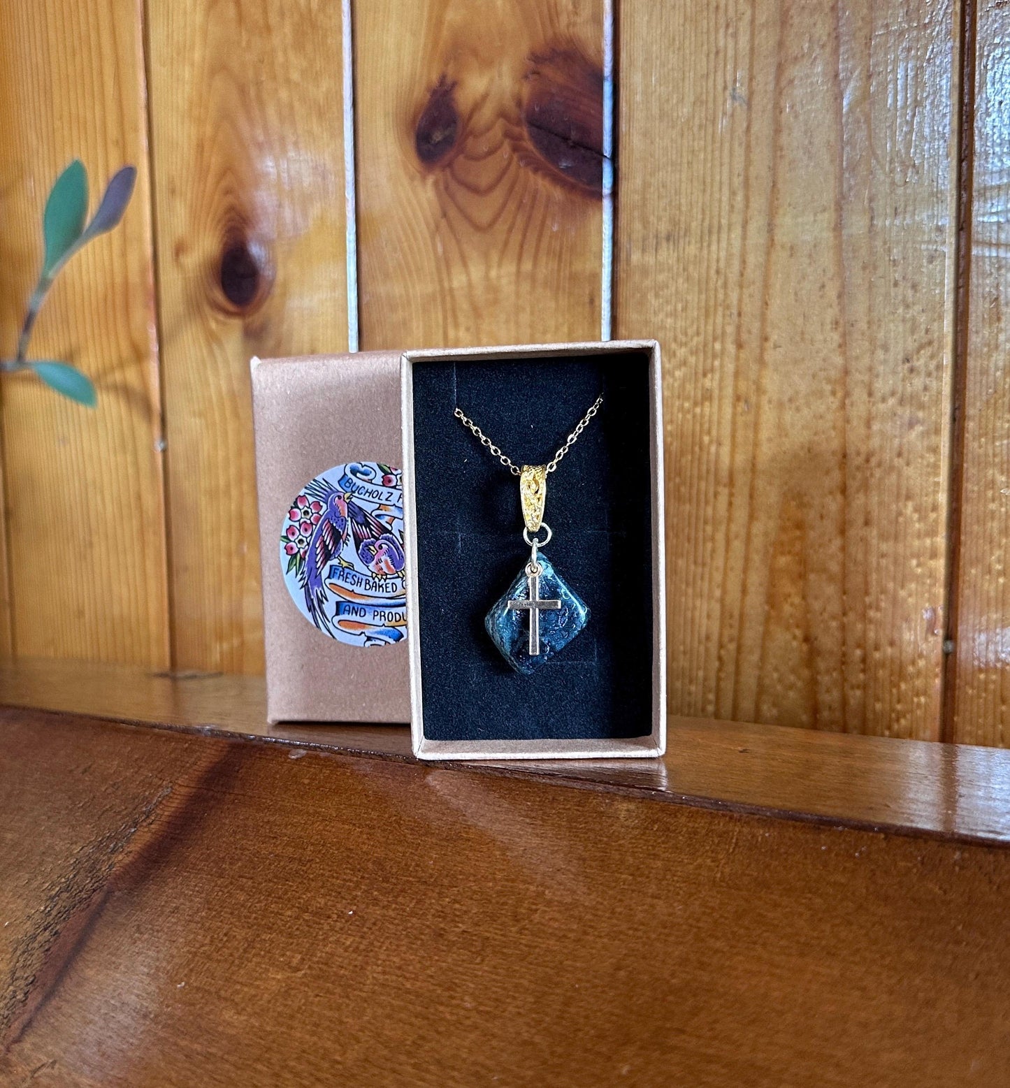 Blue Ocean Jasper & Cross Inner Peace Necklace