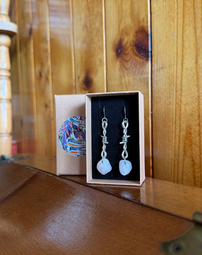 Milky Quartz Barbed Wire Earrings