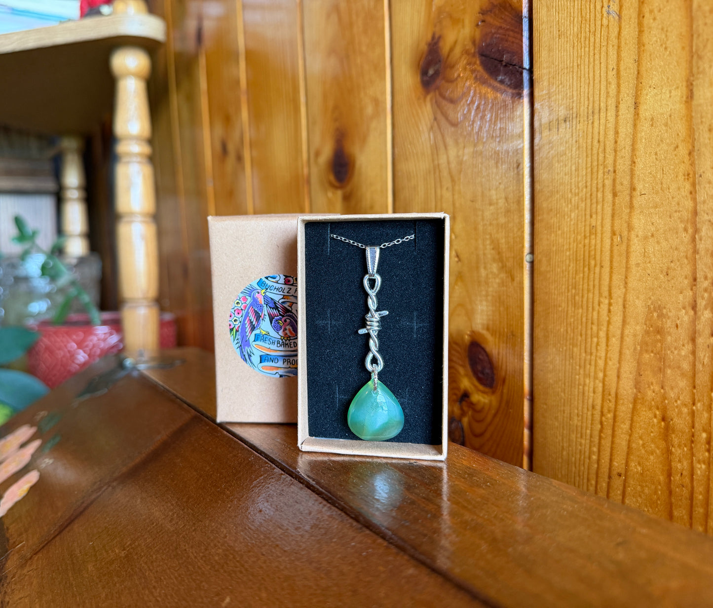 Prehnite Barbed Wire Necklace