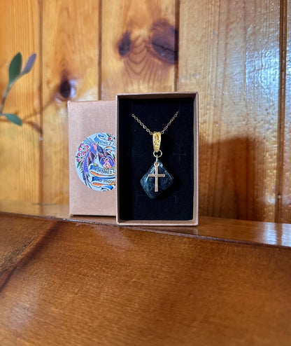 Blue Ocean Jasper & Cross Inner Peace Necklace