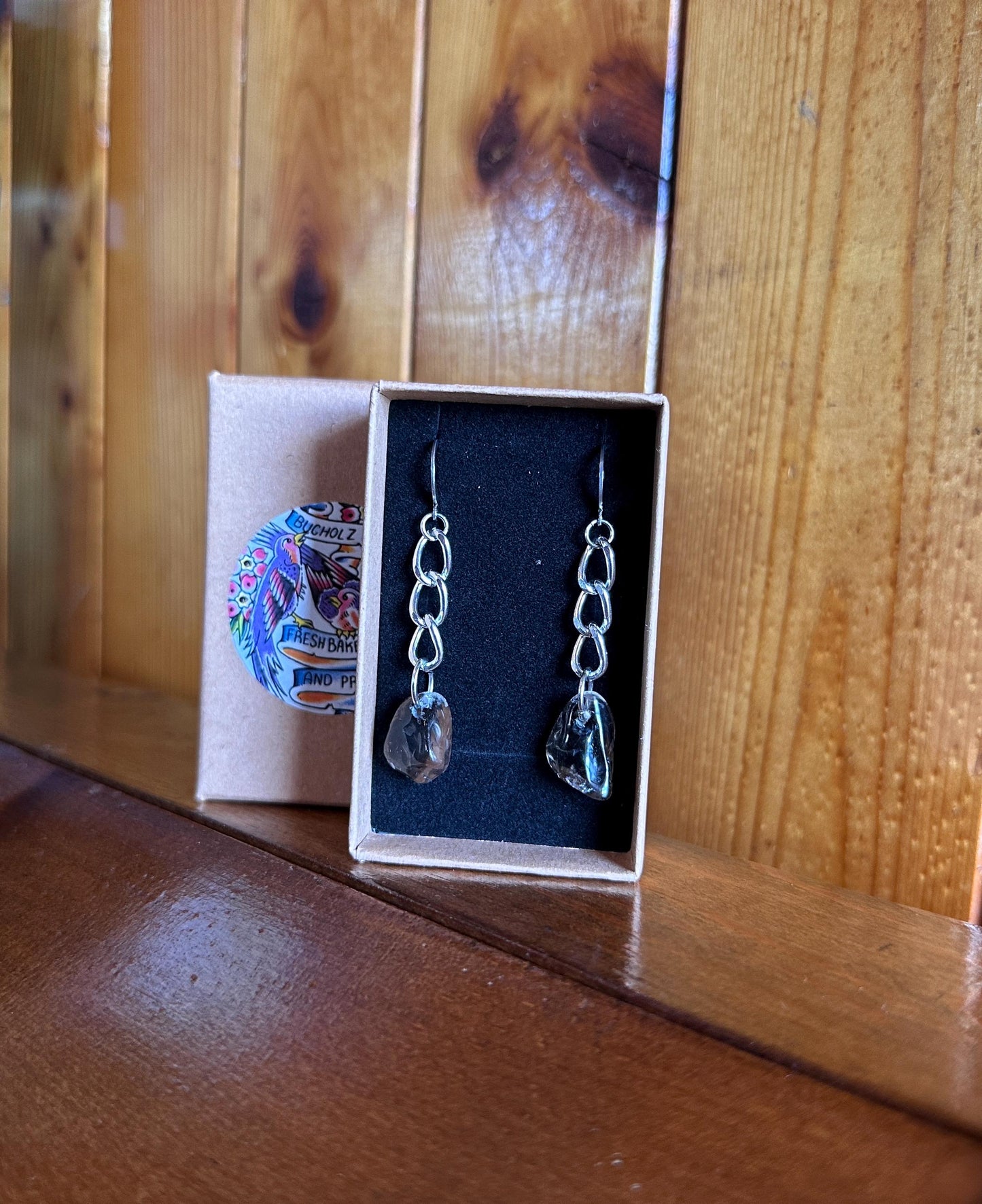 Smoky Quartz Chained Earrings