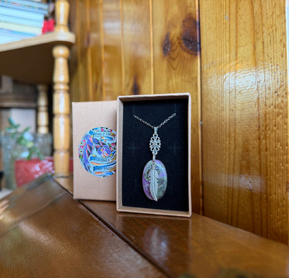 Stichtite & Feather Drop Necklace
