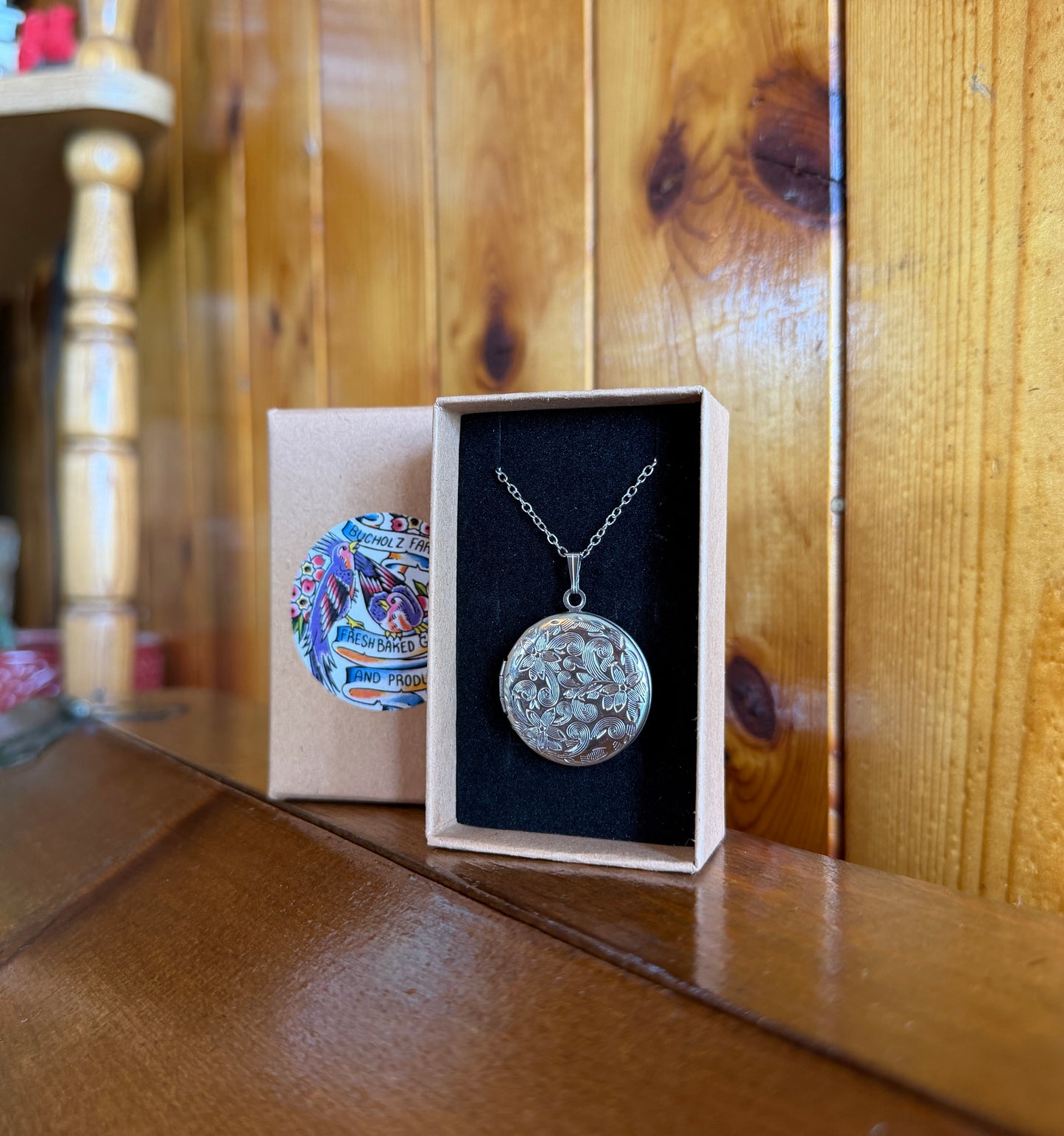 Moldavite & Sage Floral Locket Necklace
