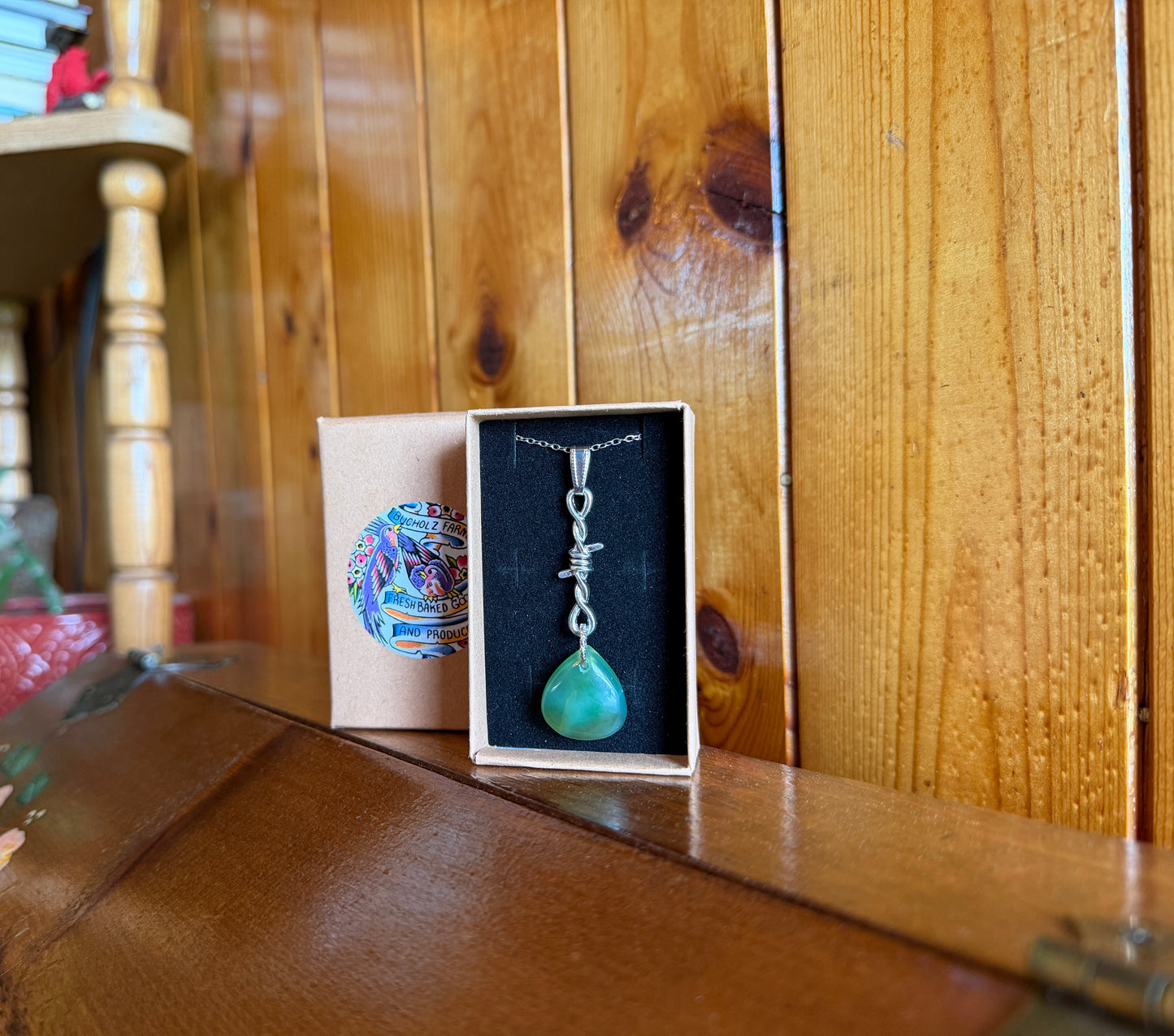 Prehnite Barbed Wire Necklace