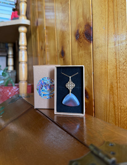 Botswana Agate & Gold Drop Plate Necklace
