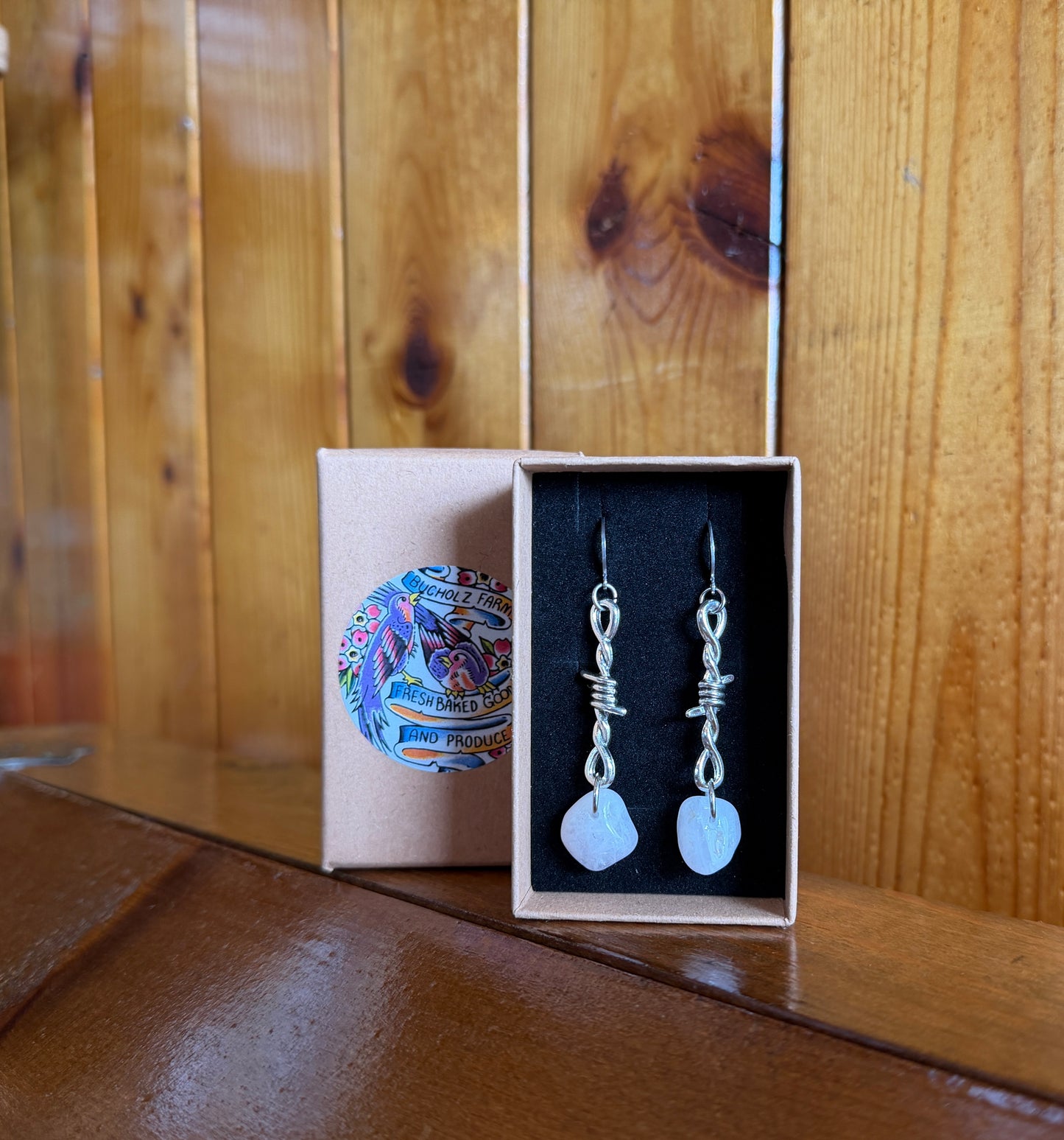 Milky Quartz Barbed Wire Earrings