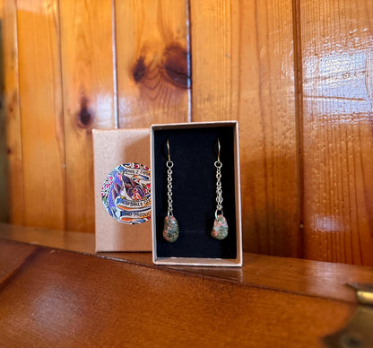 Unakite Gold Chained Earrings