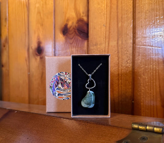 Light Green Nephrite Jade & Heart Necklace