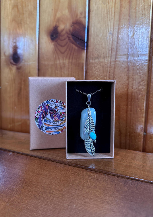 Burmese Jadeite & Feather Necklace