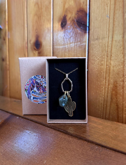 Green Nephrite Jade & Cactus Necklace