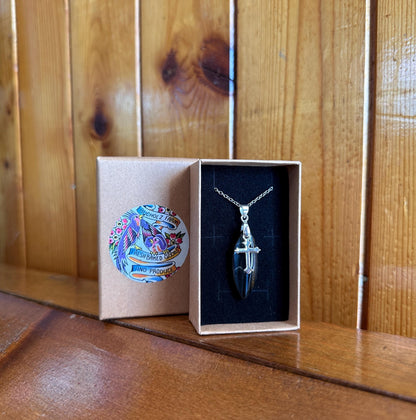 Blue Tigers Eye (Hawkes Eye) & Cross Necklace