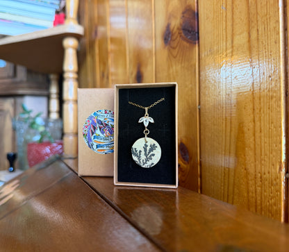 Psilomelane Dendrite & Hanging Lotus Necklace