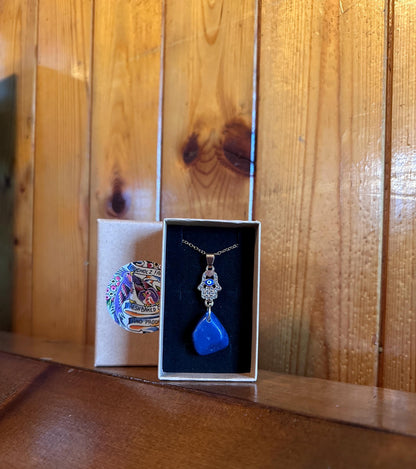 Hamsa Hand, Evil Eye Blue Agate Necklace