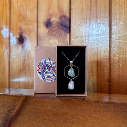 Prehnite & Chevron Amethyst Necklace