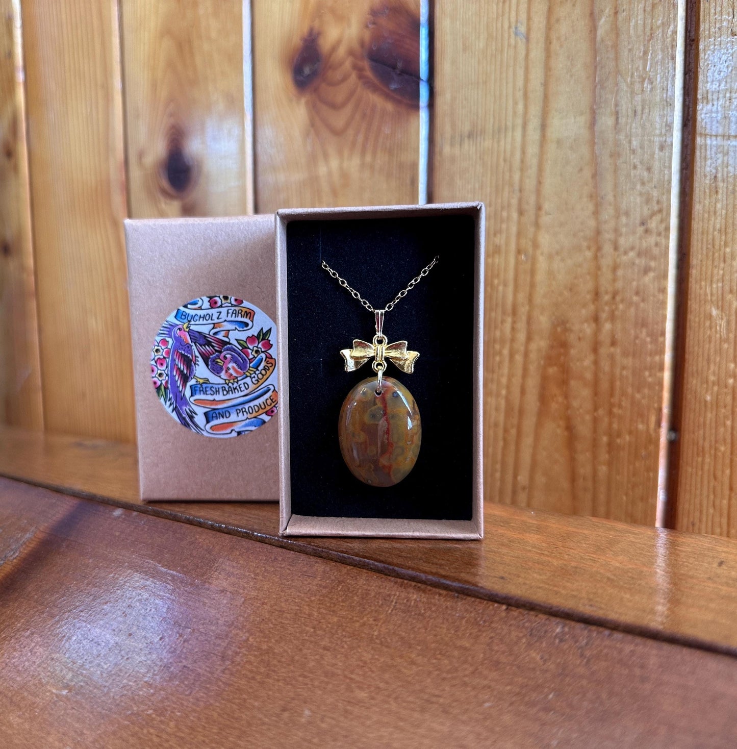 Lavic Jasper Nurturing Bow Necklace
