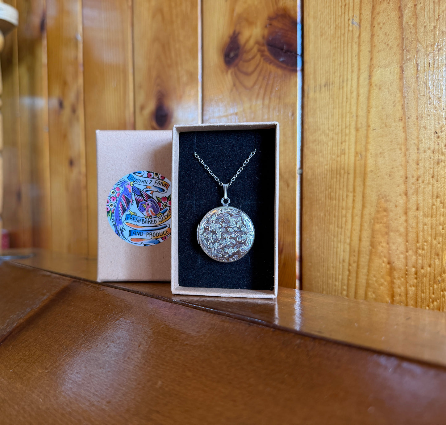 Moldavite & Sage Floral Locket Necklace