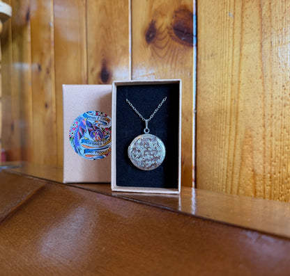 Moldavite & Sage Floral Locket Necklace