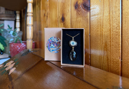 Smoky Quartz & Evil Eye Necklace