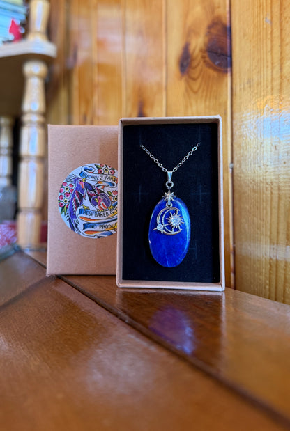 Lapis Lazuli with Star & Crescent Moon Necklace
