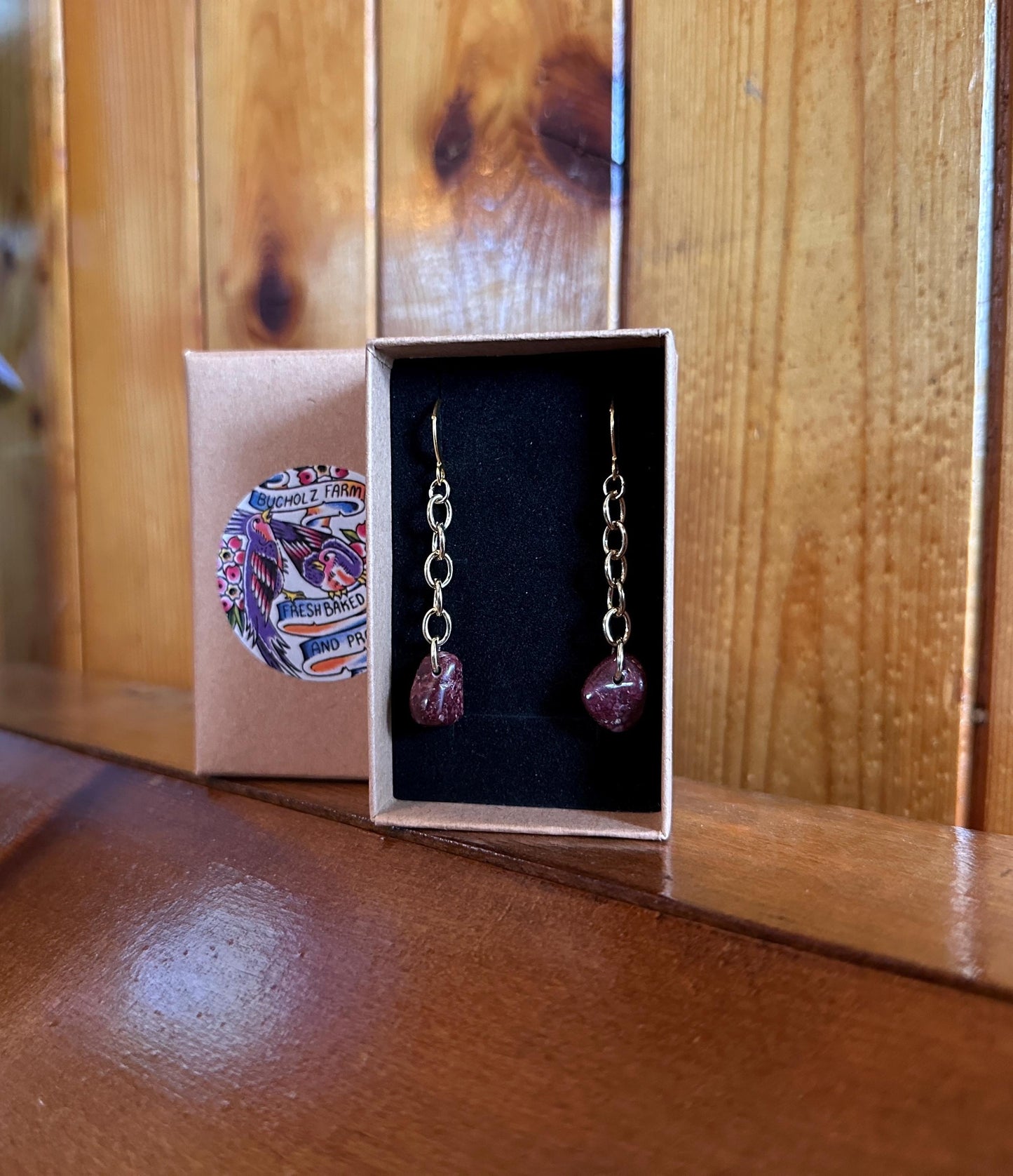 Red Wine Quartz Chained Lightweight Earrings