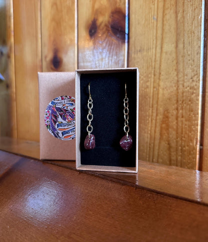 Red Wine Quartz Chained Lightweight Earrings