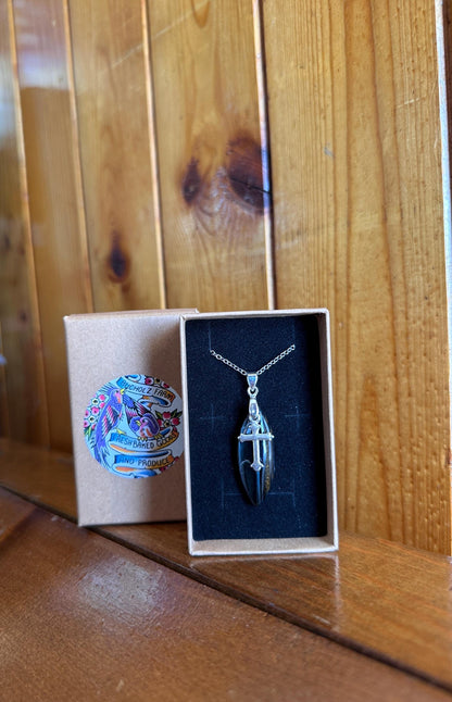 Blue Tigers Eye (Hawkes Eye) & Cross Necklace
