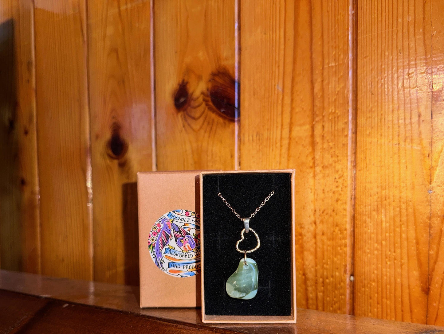 Light Green Nephrite Jade & Heart Necklace