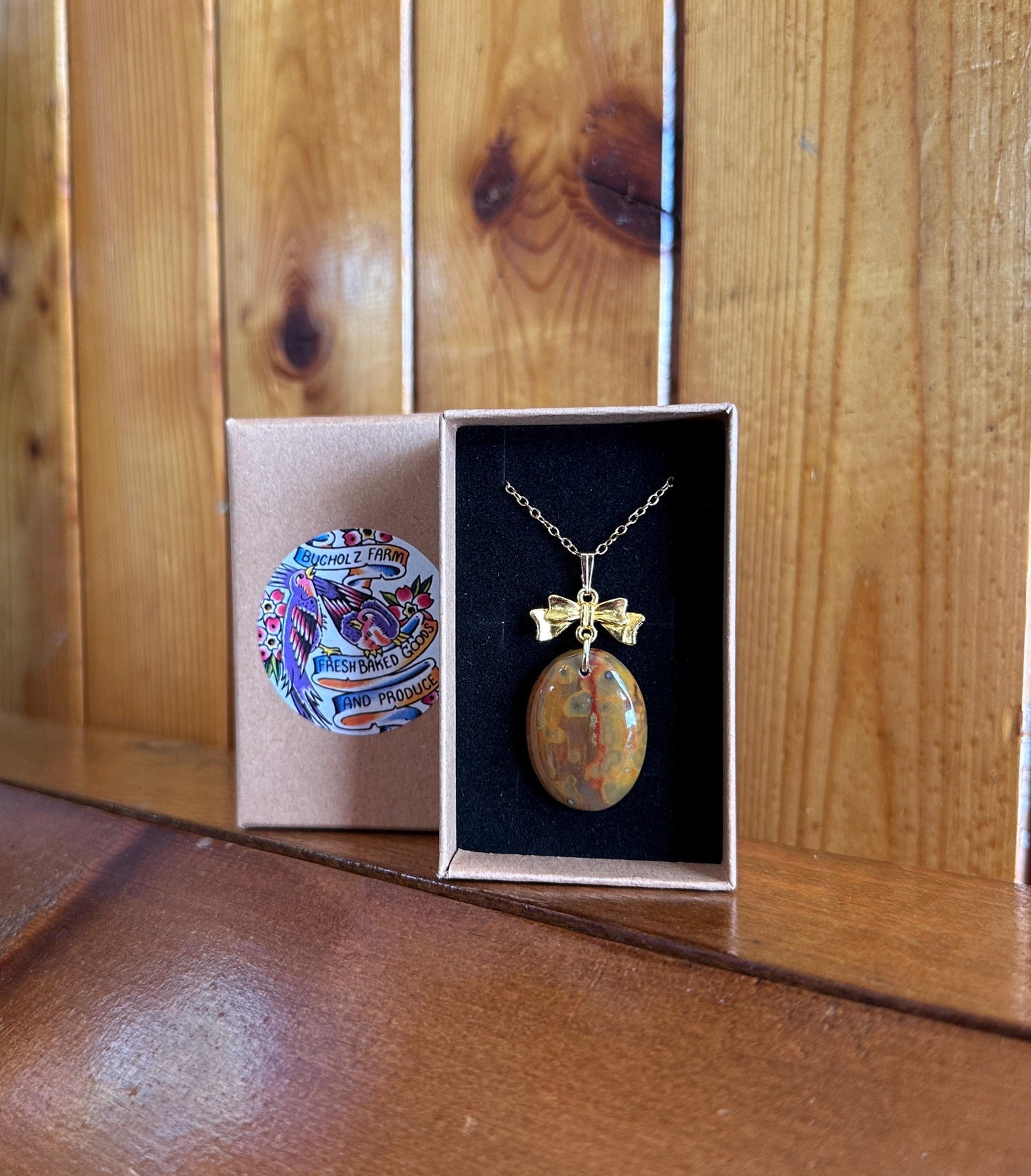 Lavic Jasper Nurturing Bow Necklace