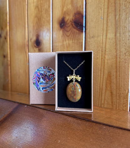 Lavic Jasper Nurturing Bow Necklace