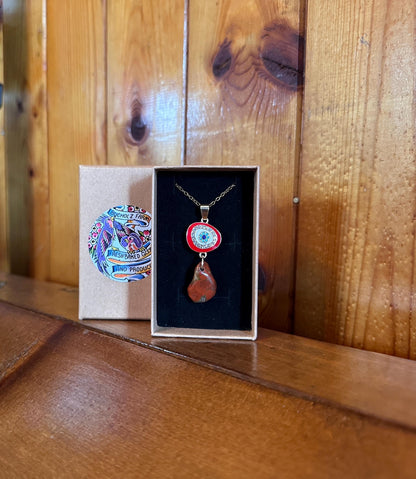Red Brecciated Jasper & Evil Eye Necklace