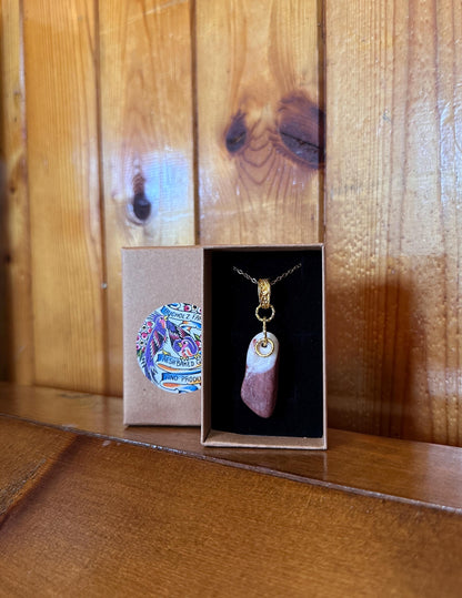 Rhodochrosite Cabochon Golden Loop Necklace