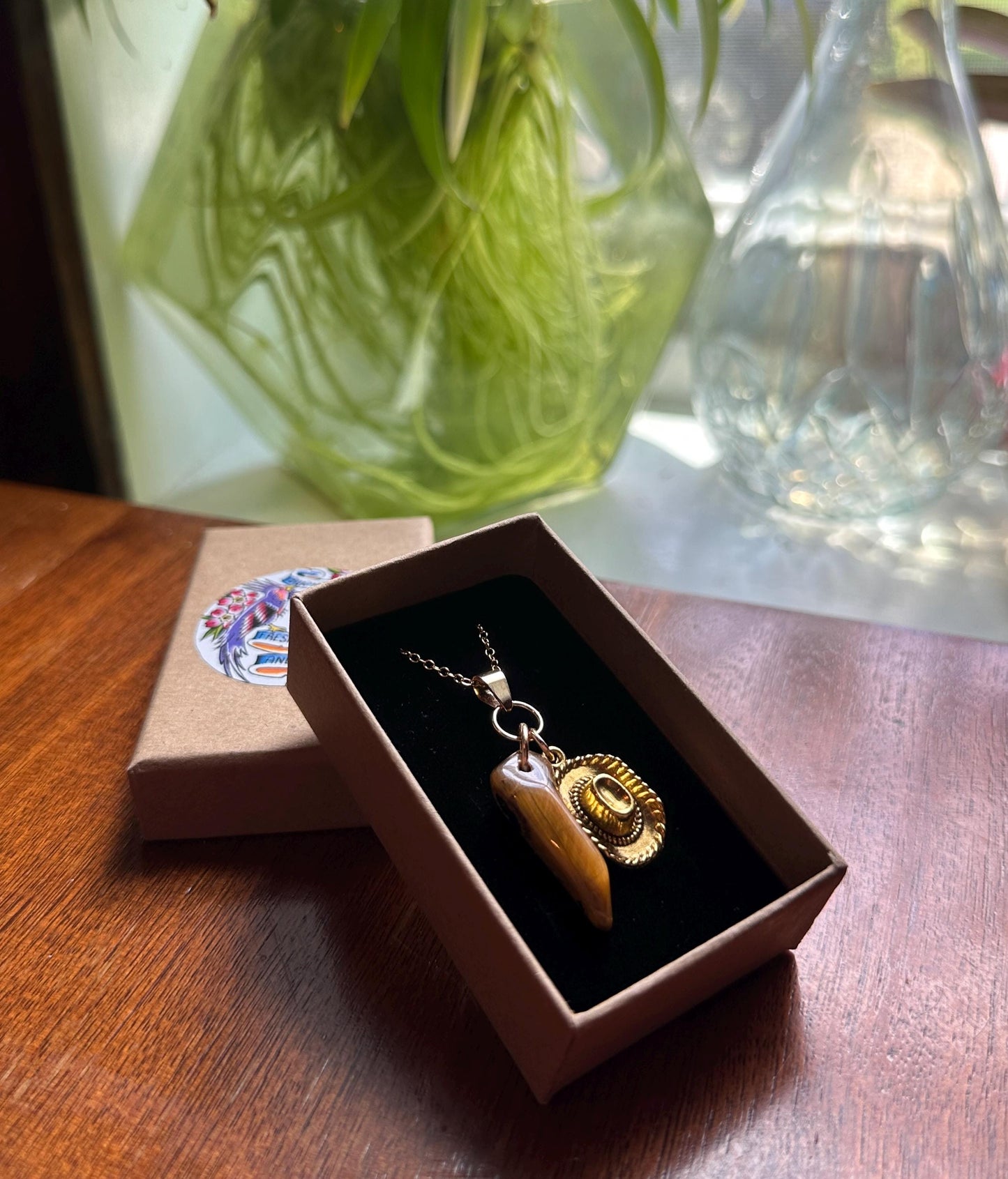 Tigers Eye Cowboy Hat Necklace