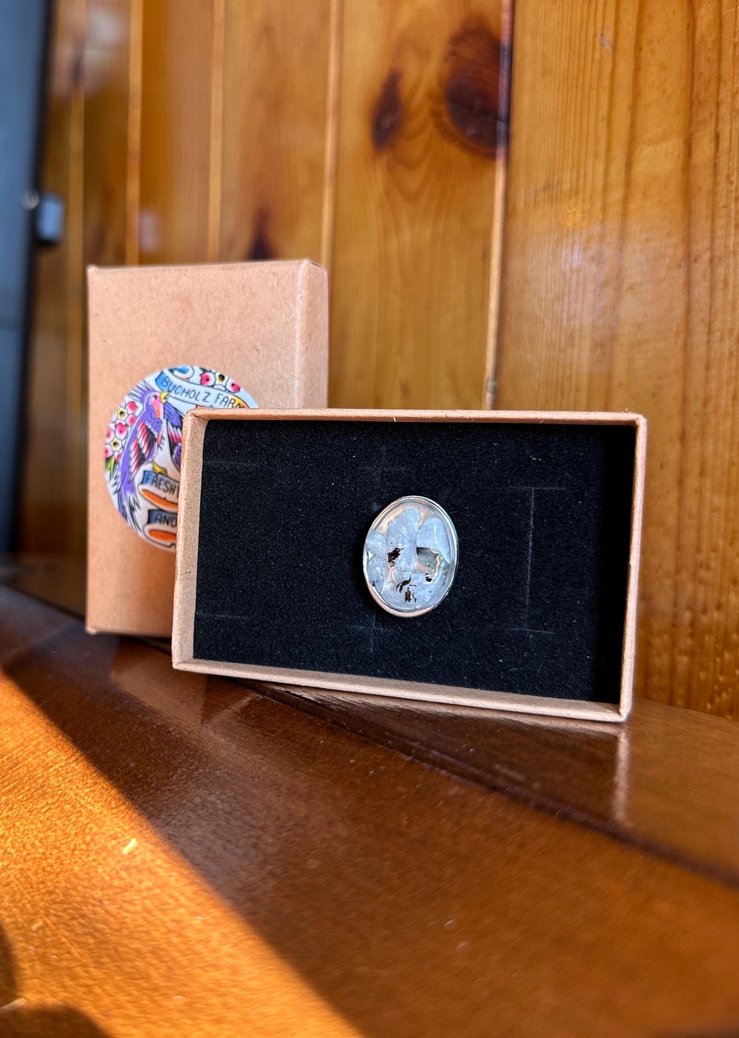 Rainbow Moonstone Stainless Steel Silver Adjustable Ring
