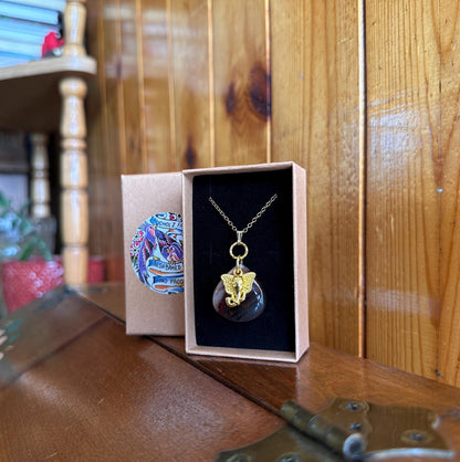 Rainbow Petrified Wood & Elephant - Ancient Wisdom Necklace