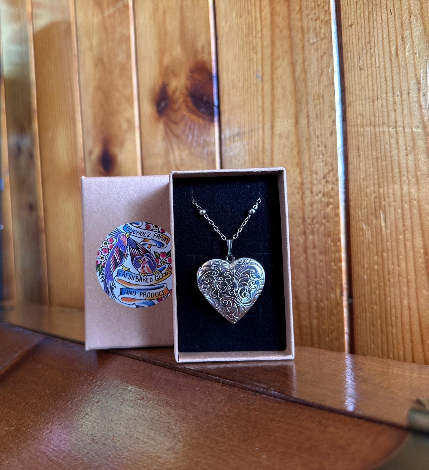 Pink Tourmaline Encased in Floral Heart Locket