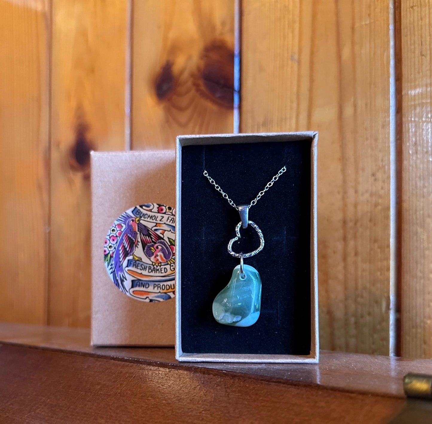 Light Green Nephrite Jade & Heart Necklace
