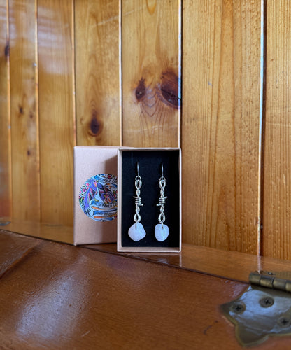 Milky Quartz Barbed Wire Earrings