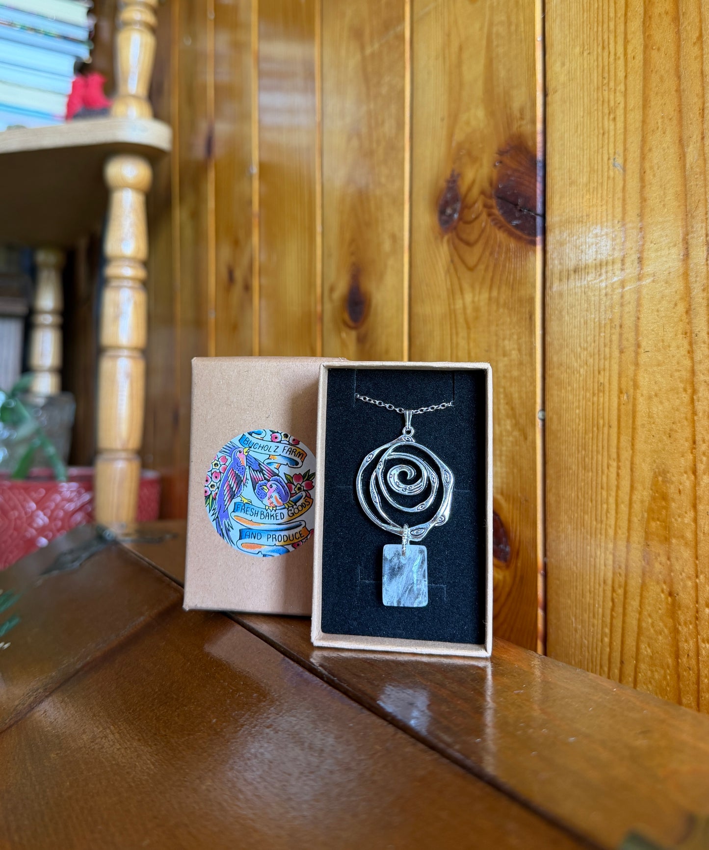 Clear Quartz & Watching Eye Spiral Necklace