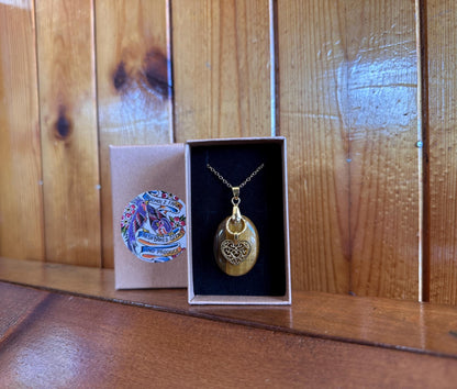 Tigers Eye & Vintage Style Heart Necklace