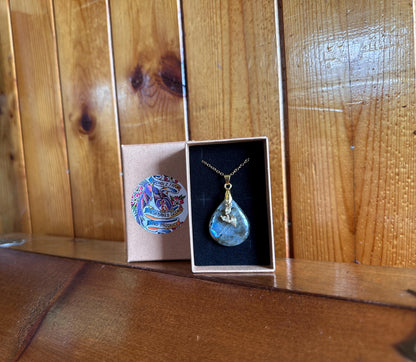 Labradorite & Gold Leaf Vine Necklace